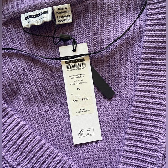 Noisy May Purple XL Baggy Knit Cardigan - Picture 5 of 6